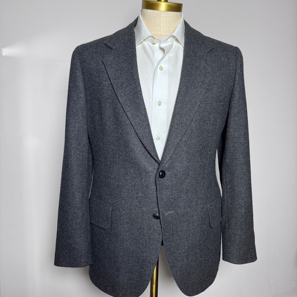 Kuppenheimer Mens Charcoal Gray Herringbone Wool Blazer Sport Coat 40R